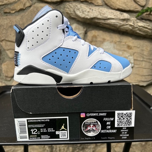 Air Jordan Preschool Retro 6 Ps 'Unc White' Sneakers